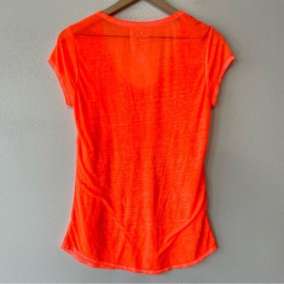 Athleta Bright Orange V-Neck Shirt - Size: Small - Picture 2 of 7